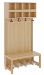 Komplettgarderobe 4 Plätze, doppelte Ablage, Rückwand, versandkostenfrei